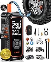 Vista 14 de OlarHike Inflador de neumáticos inalámbrico, compresor de aire portátil, 150 PSI de doble potencia, bomba de aire automática de 5400 mAh