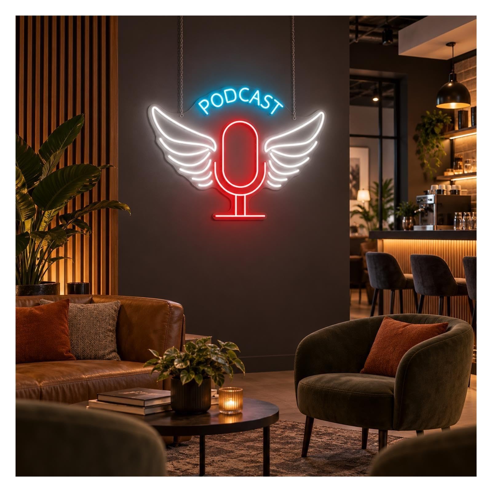 AtmosphäreHeimdekoration Podcast Microphone Neon Sign