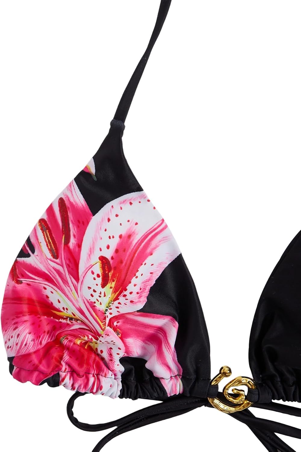 Verdusa 3 Piece Swimsuits for Women Floral Halter String Bikini Top Panty with Sheer Cover Up Skirt