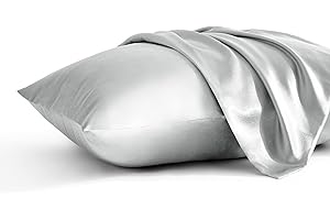 BEDSUM 2 Pack Silk Satin Toddler Pillowcases for Silver Grey
