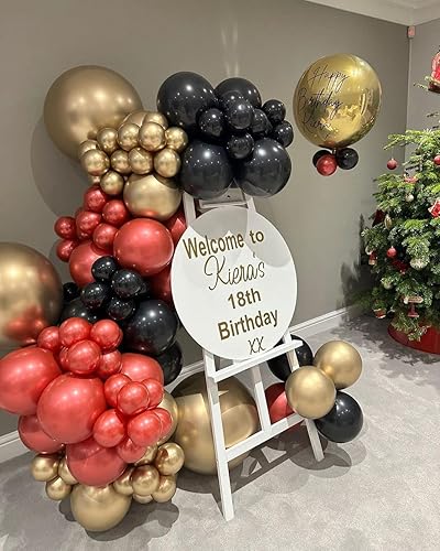 Miniatura 4 de Bezente Globos de látex cromados metálicos rojos, paquete de 100 globos redondos de helio de 12 pulgadas para cumpleaños, boda, aniversario,