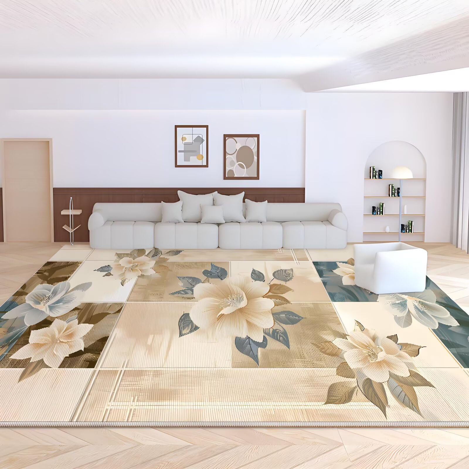 Tapis à poils courts moderne marron 200 x 250 cm grand tapis de salon et décoration maison