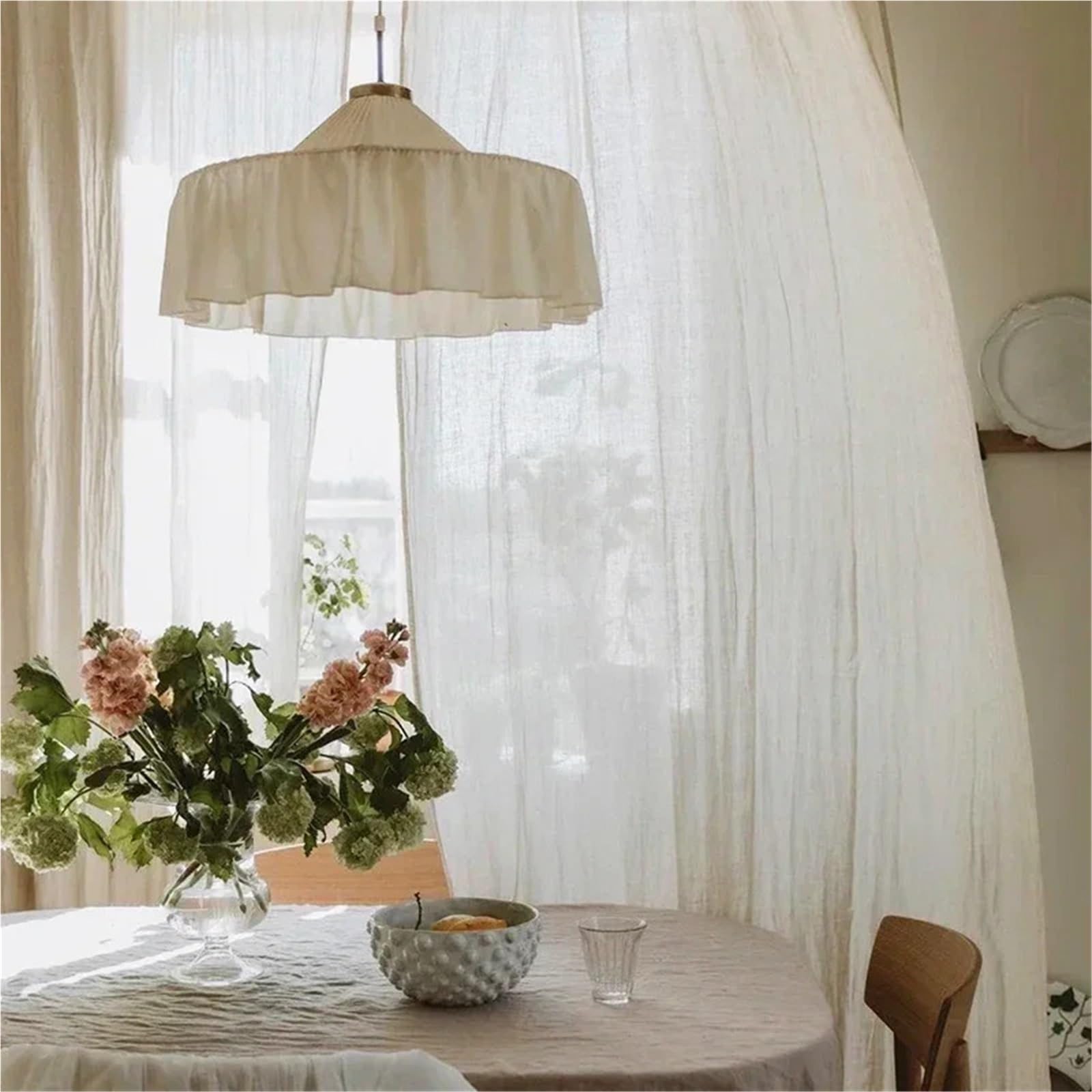 KXEcoLife Nordic Fabric White Pendant Lights Bedroom Decor Lamps Cloth Ceiling Chandelier Indoor Lighting Fixtures