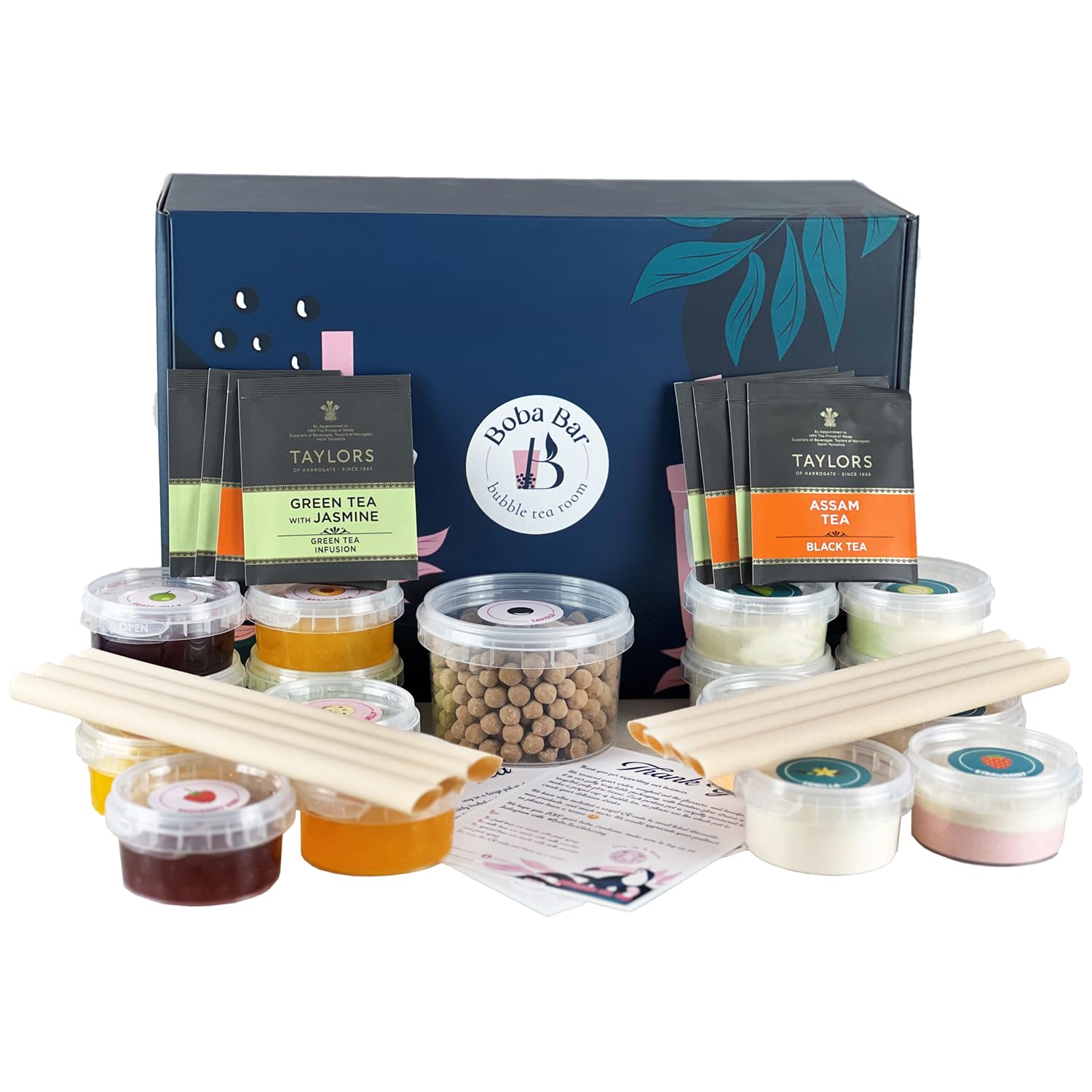 Kit de Té de Burbujas de Leche | 8 Sabores, 8 Boba & Jelly (8 Porciones) | Bolsas de Té Verde y Assam | 2 Tarjetas de Recetas de Boba Bar London