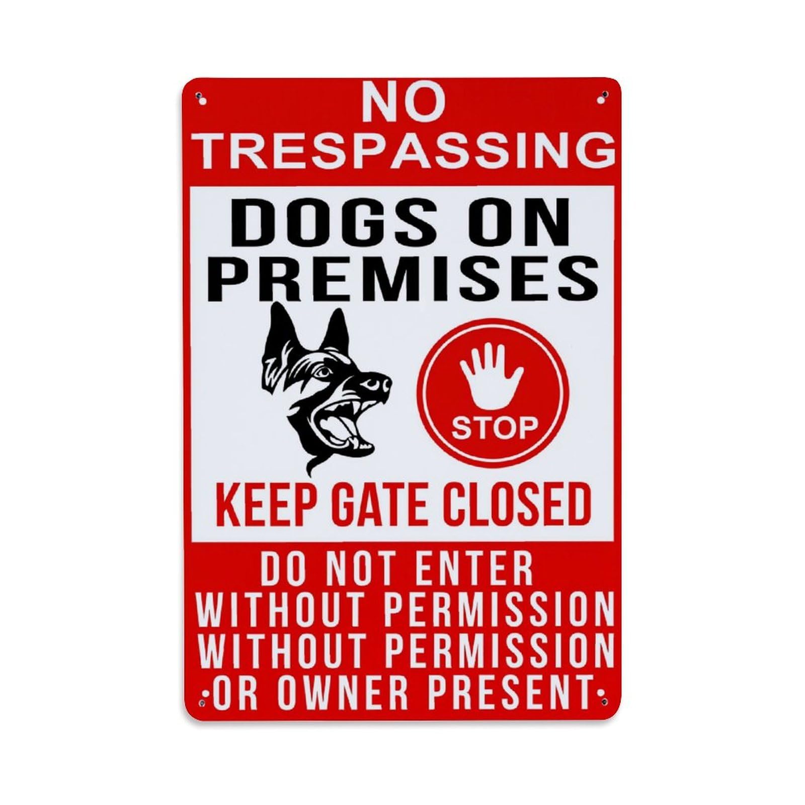 Enderetf Vintage No Trespassing Dogs On Premises Tin Sign Metal Poster, Home Bar Garage Man Cave Cafe Indoor & Outdoor Wall Decoration 8X12inches