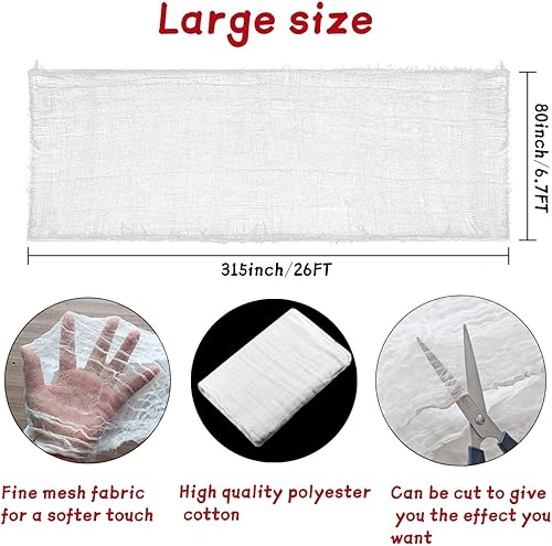 Miniatura 17 de Tela espeluznante negra de Halloween de 315 x 79 pulgadas, decoración espeluznante de Halloween para casas encantadas, suministros de fiesta al aire