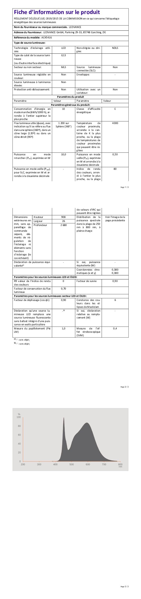 Osram Tube LED T8 30 EM 900 mm, tube LED linéaire, 10W, 1200lm, 4000K, lumière blanche froide, remplacement LED pour les tubes lumineux T8 avec des prises G13, une durée de vie longue