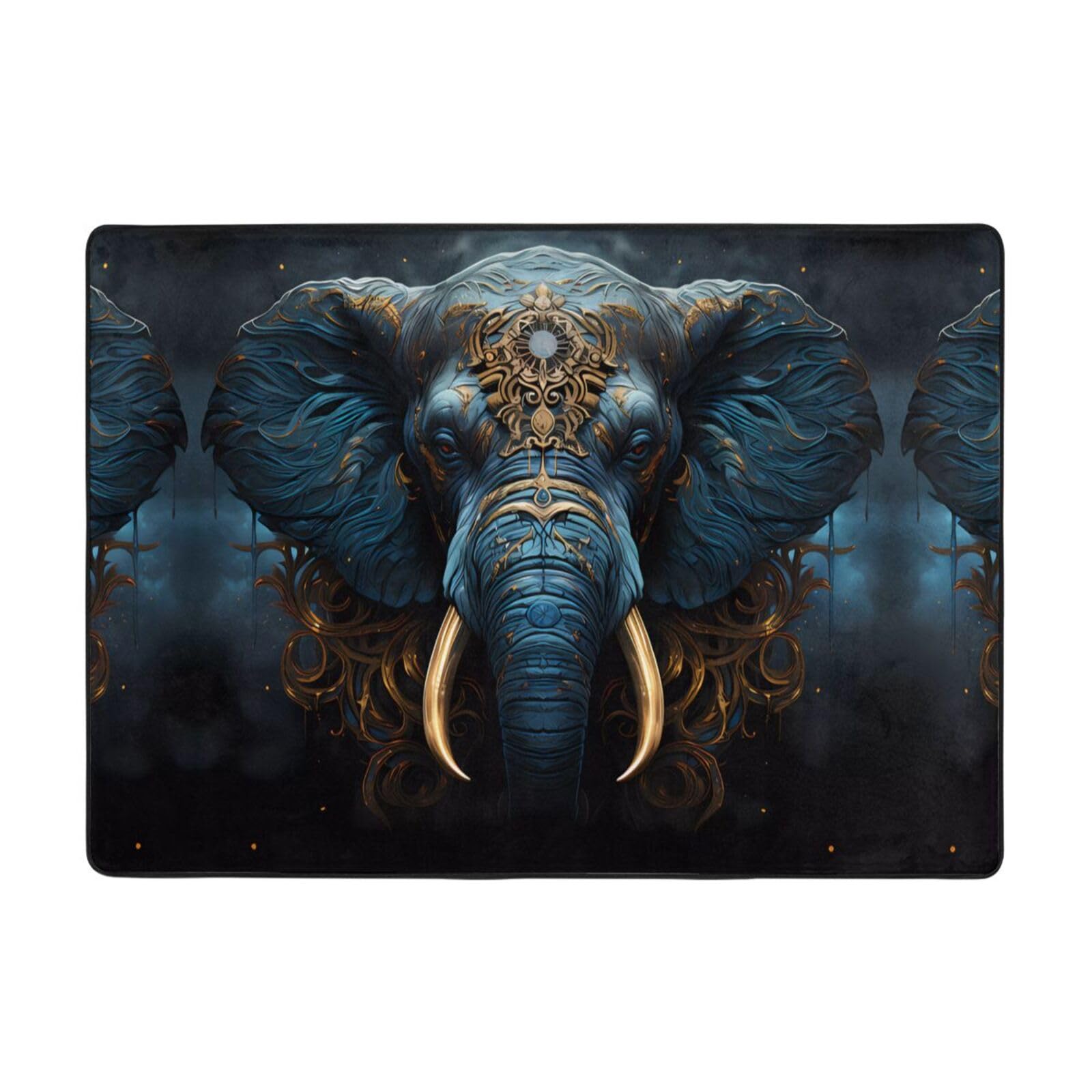 Grand tapis imprimé éléphant 203x147 flanelle chambre salon bureau