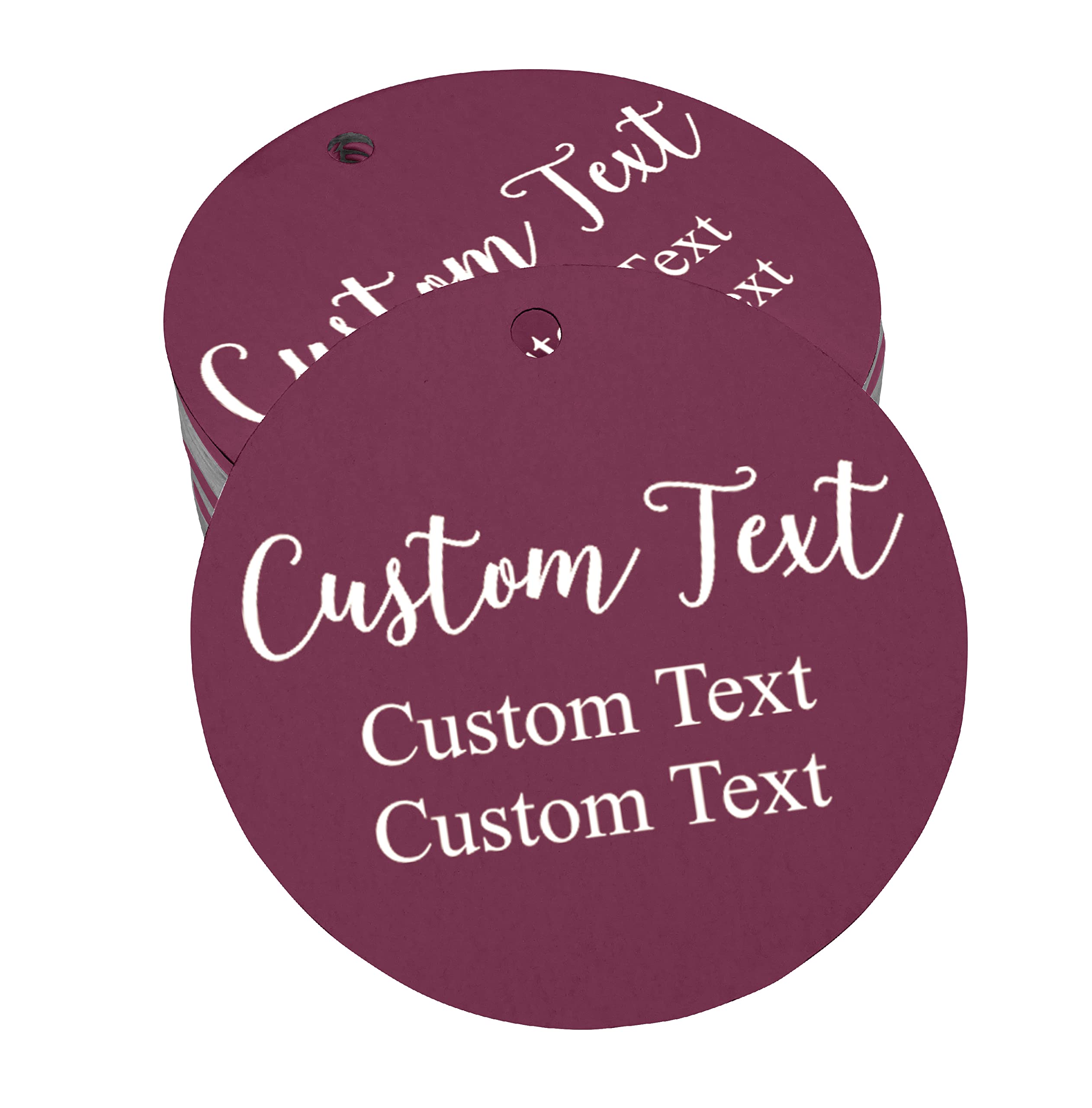 100 Cartellini Rotondi Personalizzati Per Bomboniere E Regali – 4x4 Cm, Stampa Digitale, Viola (Personalizzabili)