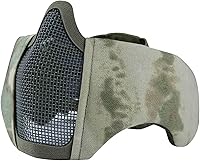 Vista 21 de AOUTACC Máscara de malla de airsoft plegable, máscaras de malla tácticas militares de nailon de media cara con protección para los oídos ajustables