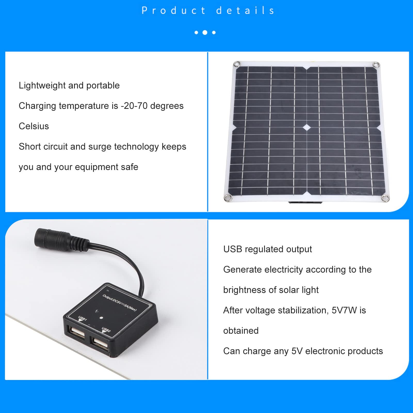 Panneau solaire petjoyful 35W 12V double USB panneau solaire flexible en silicium monocristallin de charge extérieure