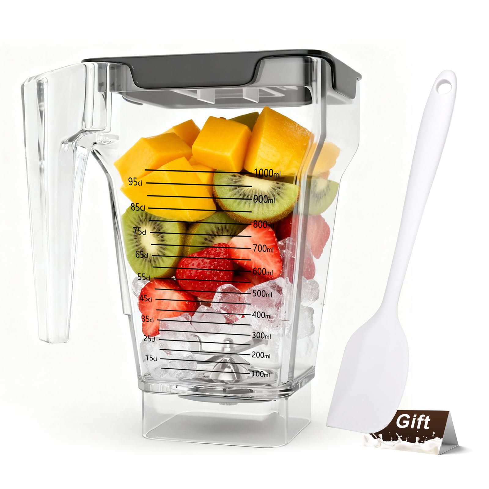 Mixerglas für Blendtec-Mixer, vierseitiger Mixer, Ersatz für Blendtec-Mixer, alle Modelle, 900 ml Mischkapazität, doppelte Edelstahl-Klinge