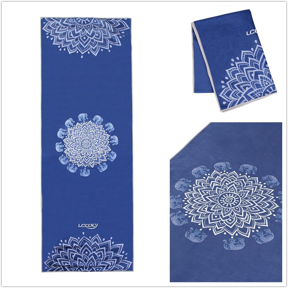 Yoga Towel,Microfiber Mat Towels w Smart Corner Pocket Elastic Loop,Nonslip Towel for Hot Yoga