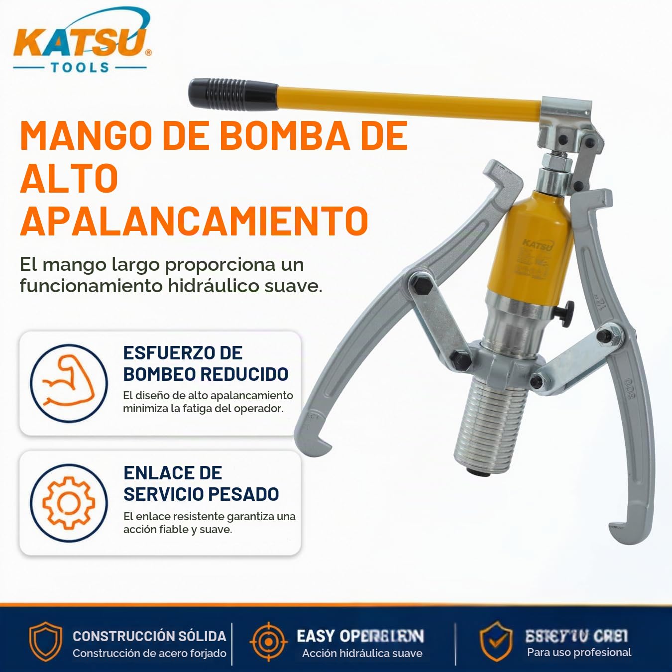 KATSU Extractor Hidráulico de Engranajes 15 Ton, Unidad Integral 3 Mordazas Polea de Prensa Hidráulica Manual Rodamientos de Rueda Motor Cubo Separador 450572
