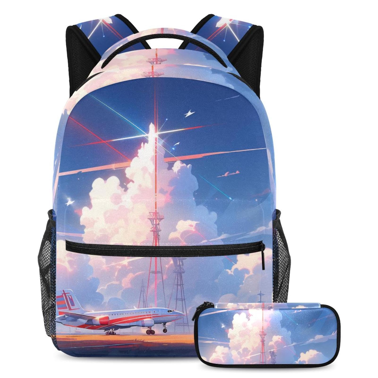Sac à dos et trousse à crayons motif avion pour éviter le mal de dos - 7