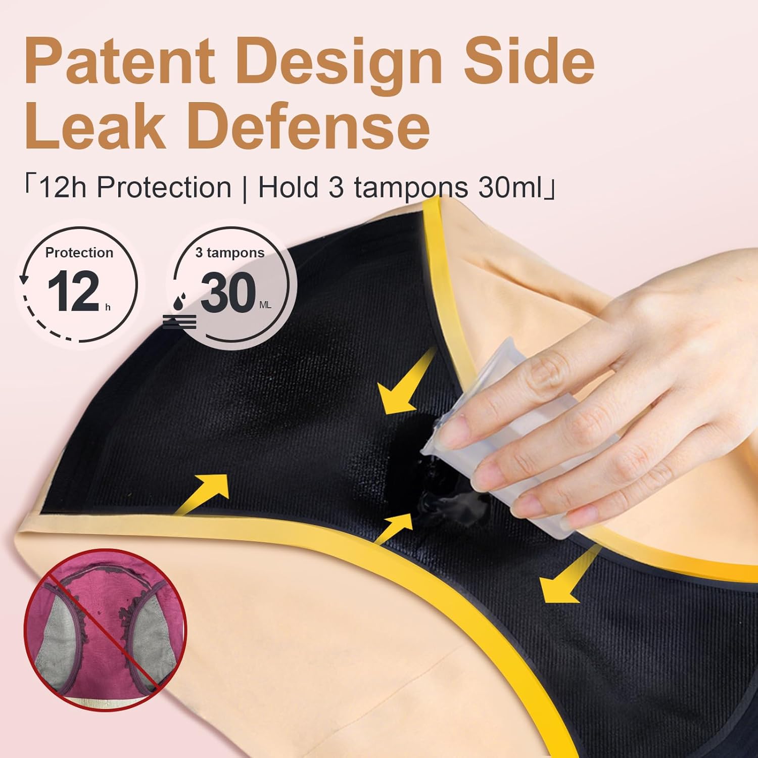 ToVii Super Leakproof Period Underwear for Women Heavy Flow - Seamless Bikini Period Panties 5-Pack - Image 3