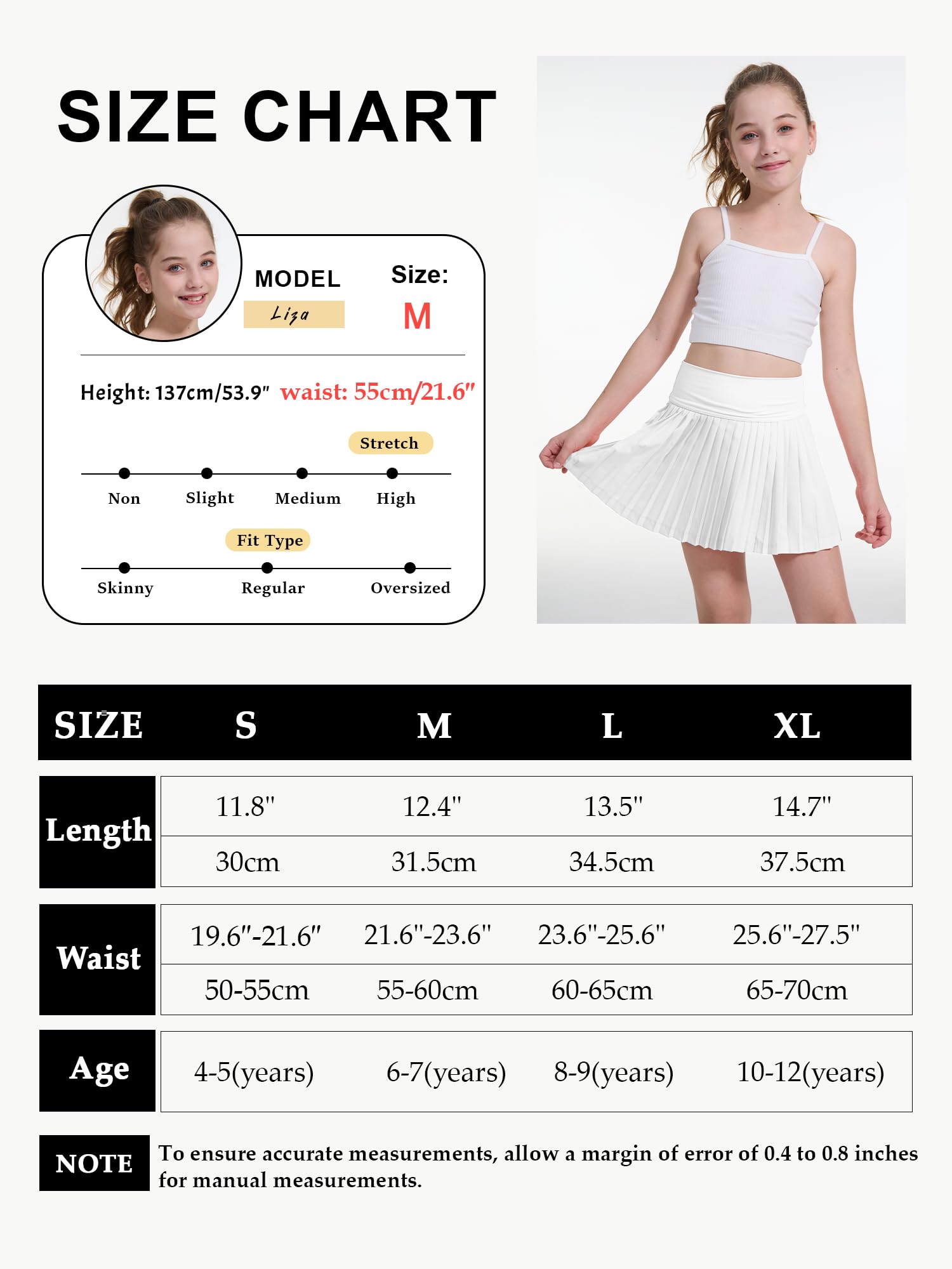 Jupe de Tennis pour Filles Jupe de Tennis avec Short Jupe Patineuse Plissée pour Enfants Jupe de Golf (FR/ES, Âge, 10 Ans, 12 Ans, Taille Normale, Blanc)