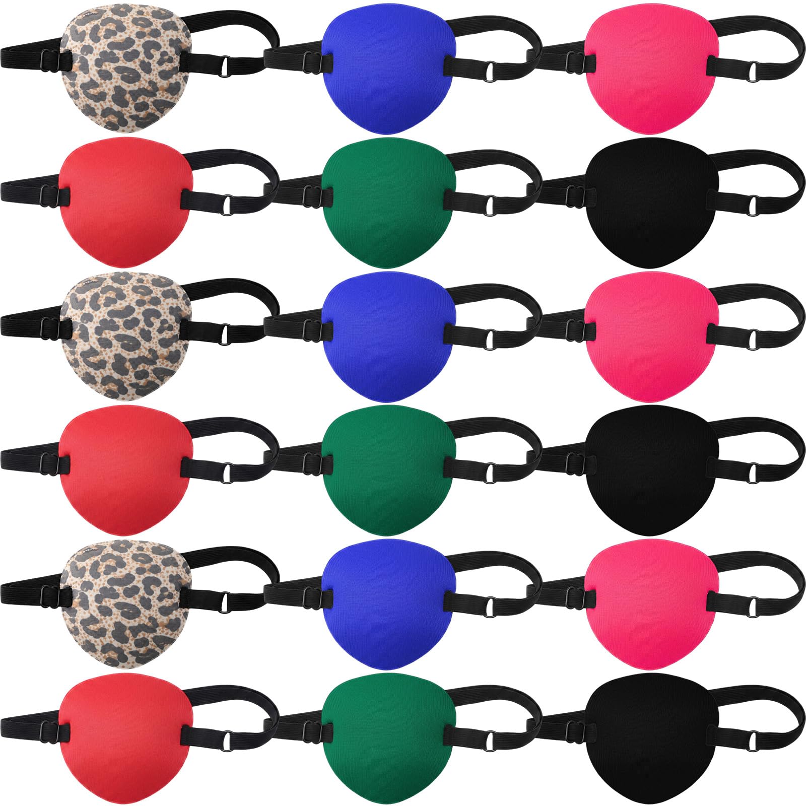 Nuanchu 18 Pcs Pirate Eye Patches for Adults Adjustable, Multi Color