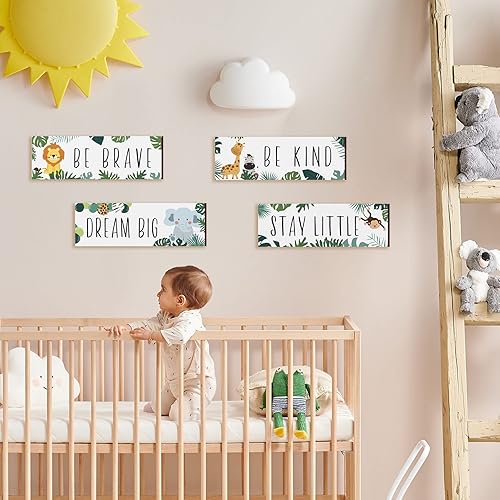 Miniatura 2 de UBTKEY Decoración de pared de safari para niños, decoración de pared de animales de safari para niños, cuarto de bebé, dormitorio, 4 piezas
