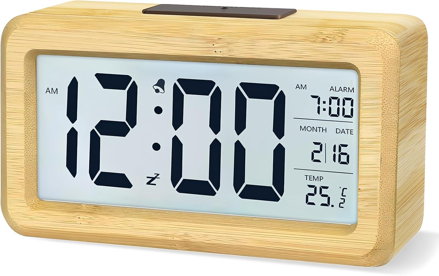 Digital Alarm Clock for Bedroom, Wooden Alarm Clocks Bedside (SOLID BAMBOO) — image 1
