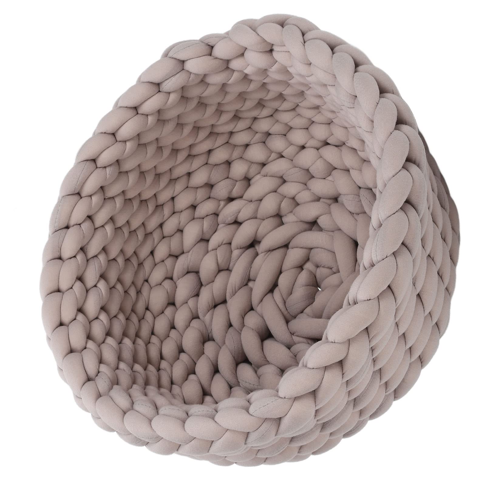 Tyenaza Handgefertigtes Gestricktes Haustierbett, Hochdichtes Hunde-Katzen-Rundpolster, Maschinenwaschbar, Katzenzubehör, Warmes, Gewebtes Katzennest, Gemütlicher Kuschelkorb Für Hunde Und Katzen