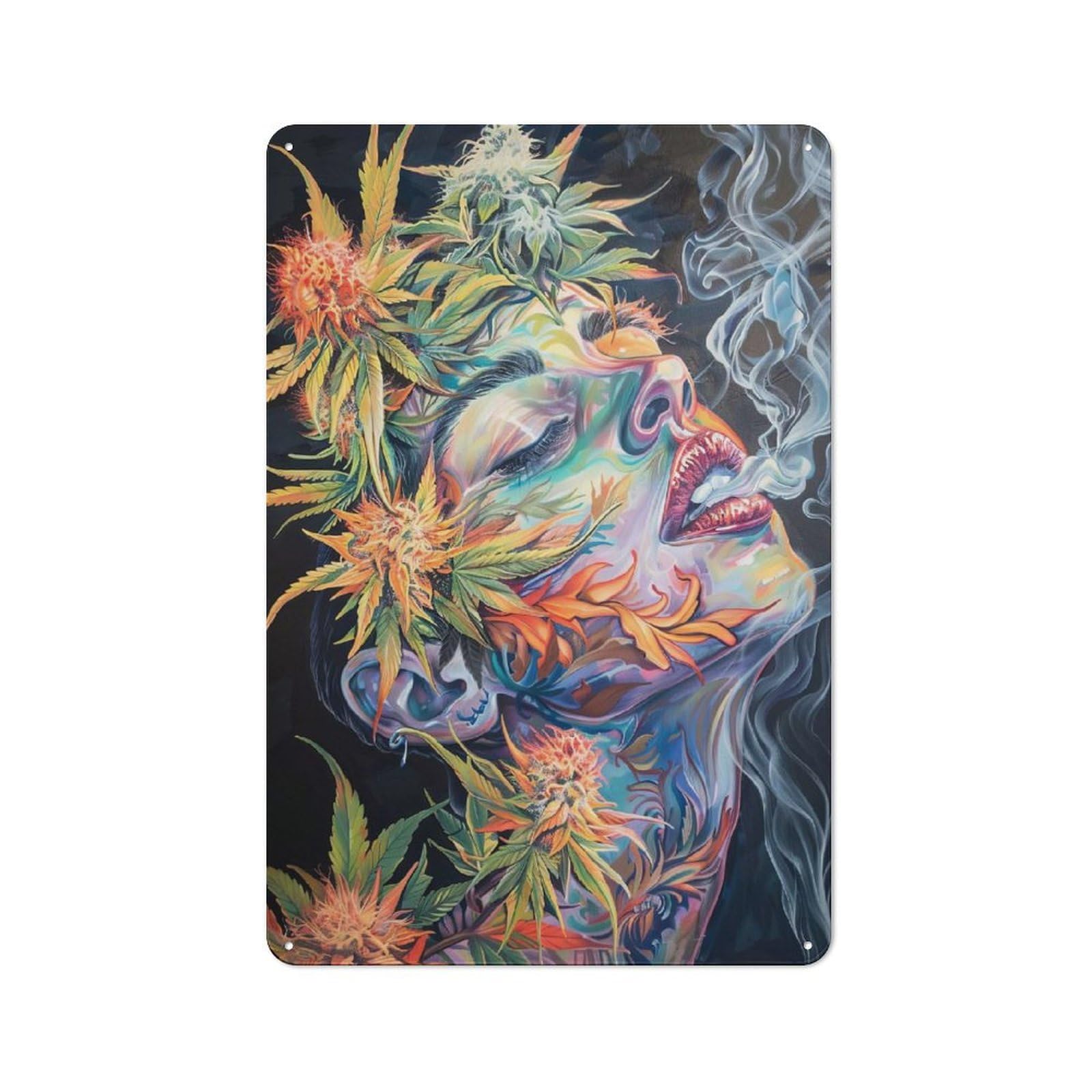 Junmoney Weed Viii Metal Wall Sign 30X20cm, Loft Style Urban Room Decor For Flat, Bar, Studio Or Gallery Wall