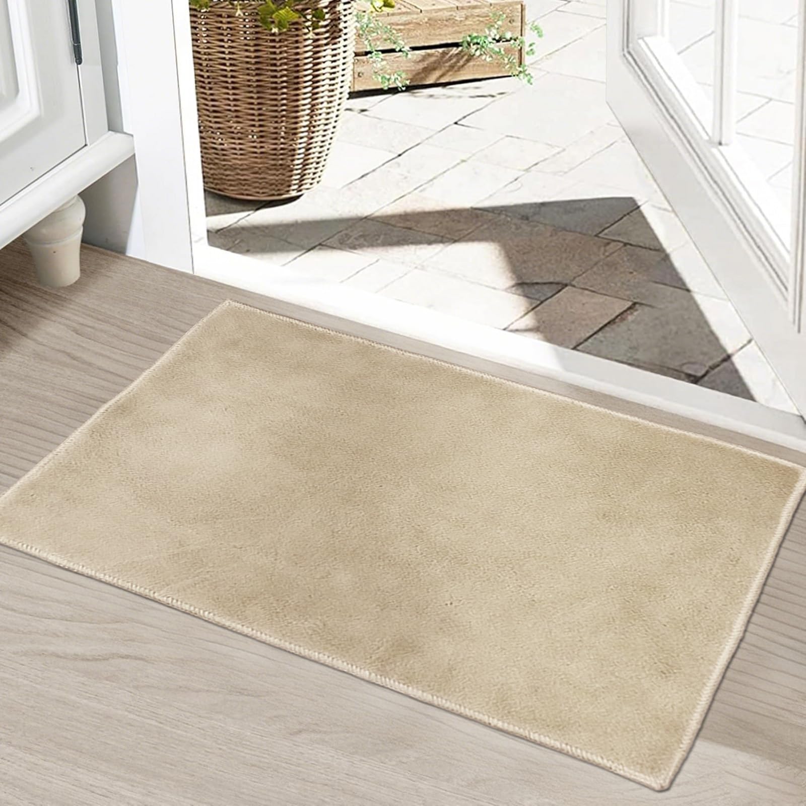 HiChiclife Fußmatte Innen 40×60 cm – Waschbarer Eingangsteppich mit TPE Anti-Rutsch – Dünner Kurzflor Vorleger für Flur, Wohnung & Haustür – Braun