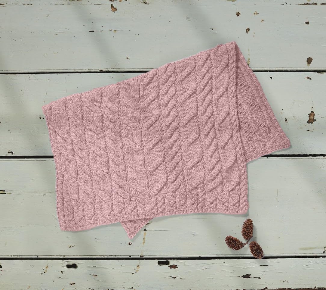 Aran Woollen Mills Irish 100% Super Soft Merino Wool Cable Baby Blanket (Blush Pink)