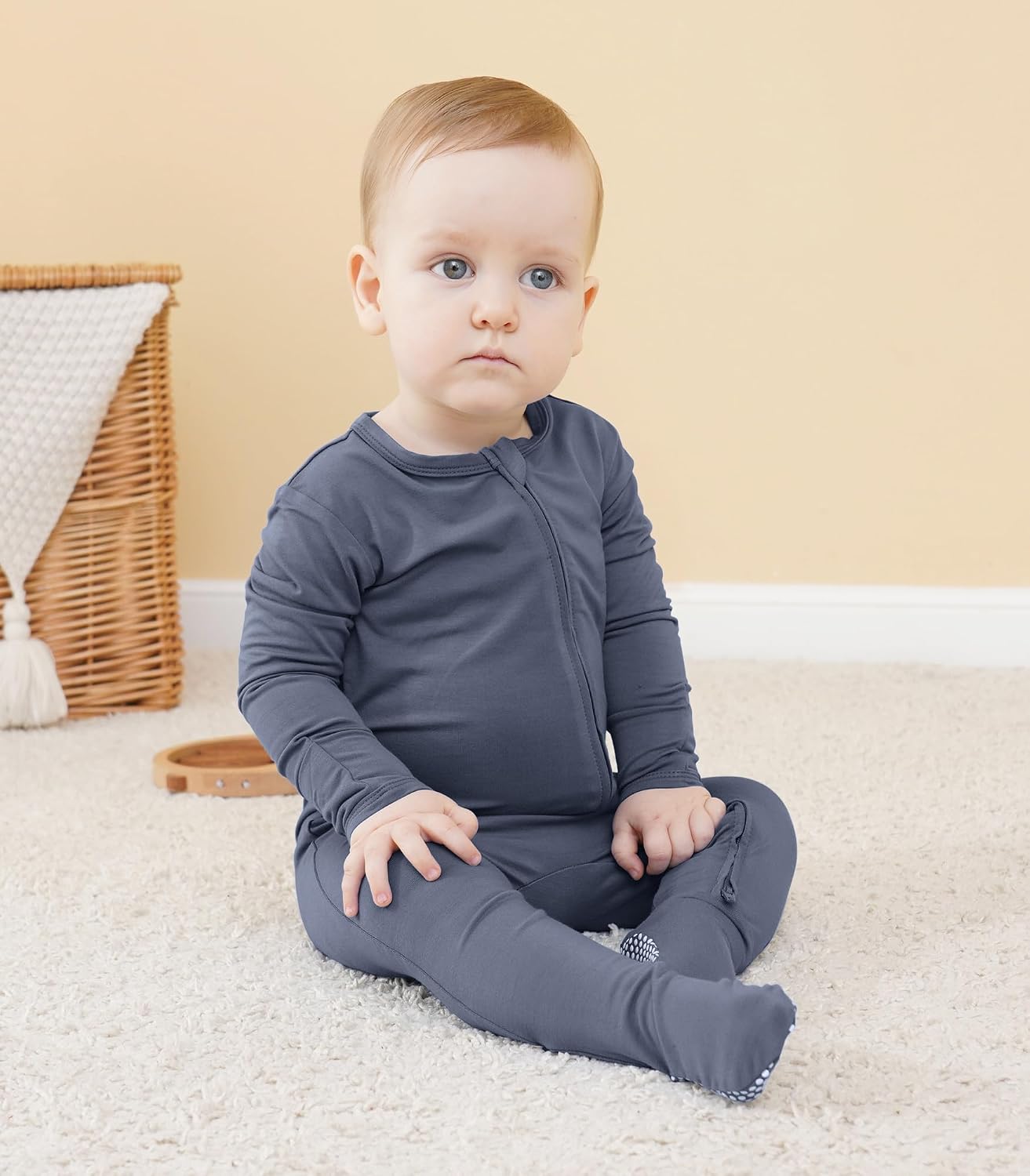 Baby Footie Romper Pajamas Unisex Newborn Infant Pjs Soft Rompers Viscose from Bamboo Sleepwear
