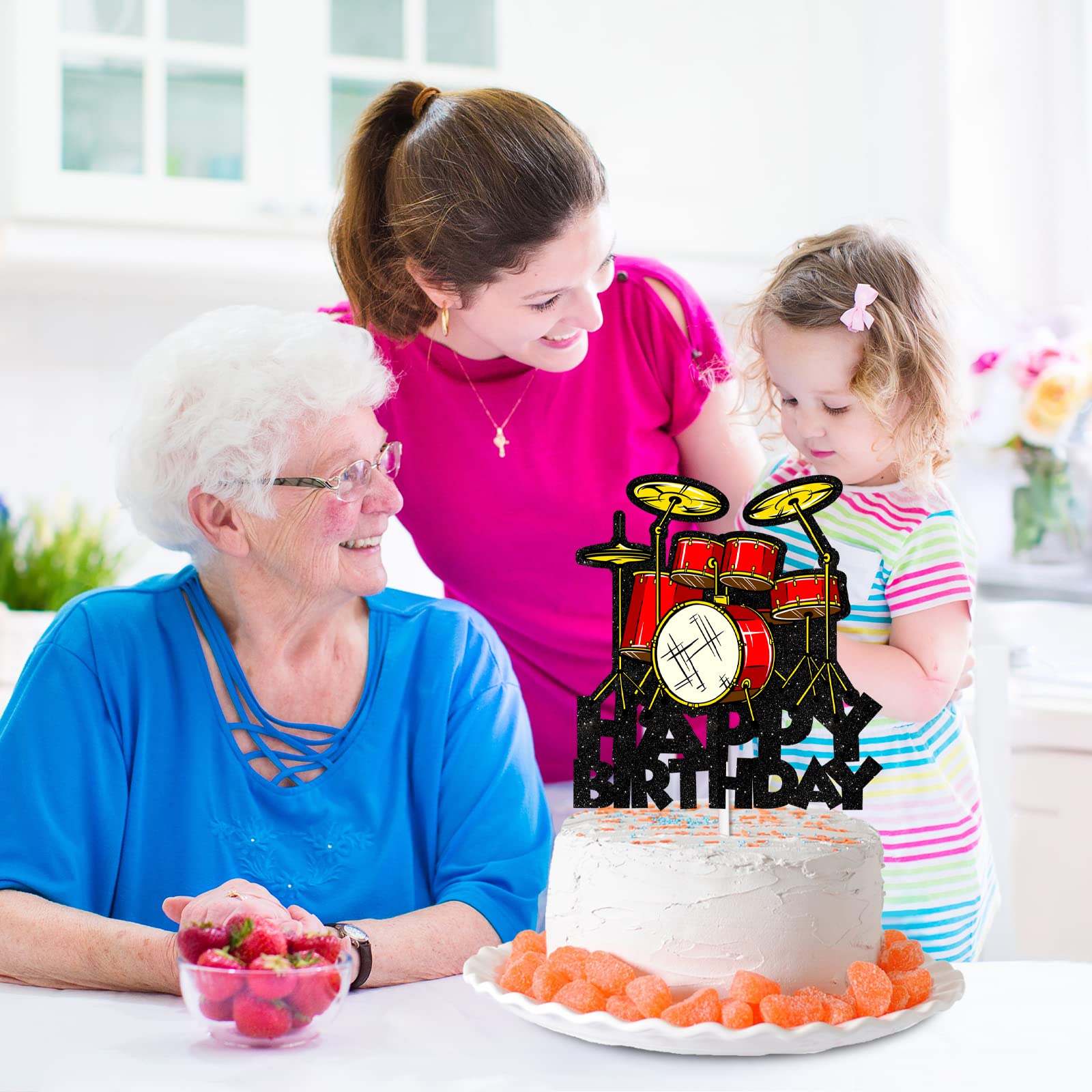 Schlagzeug-Set 'Happy Birthday' – Kuchendekoration Für Musiker-Partys (7-teilig, Aus Karton)