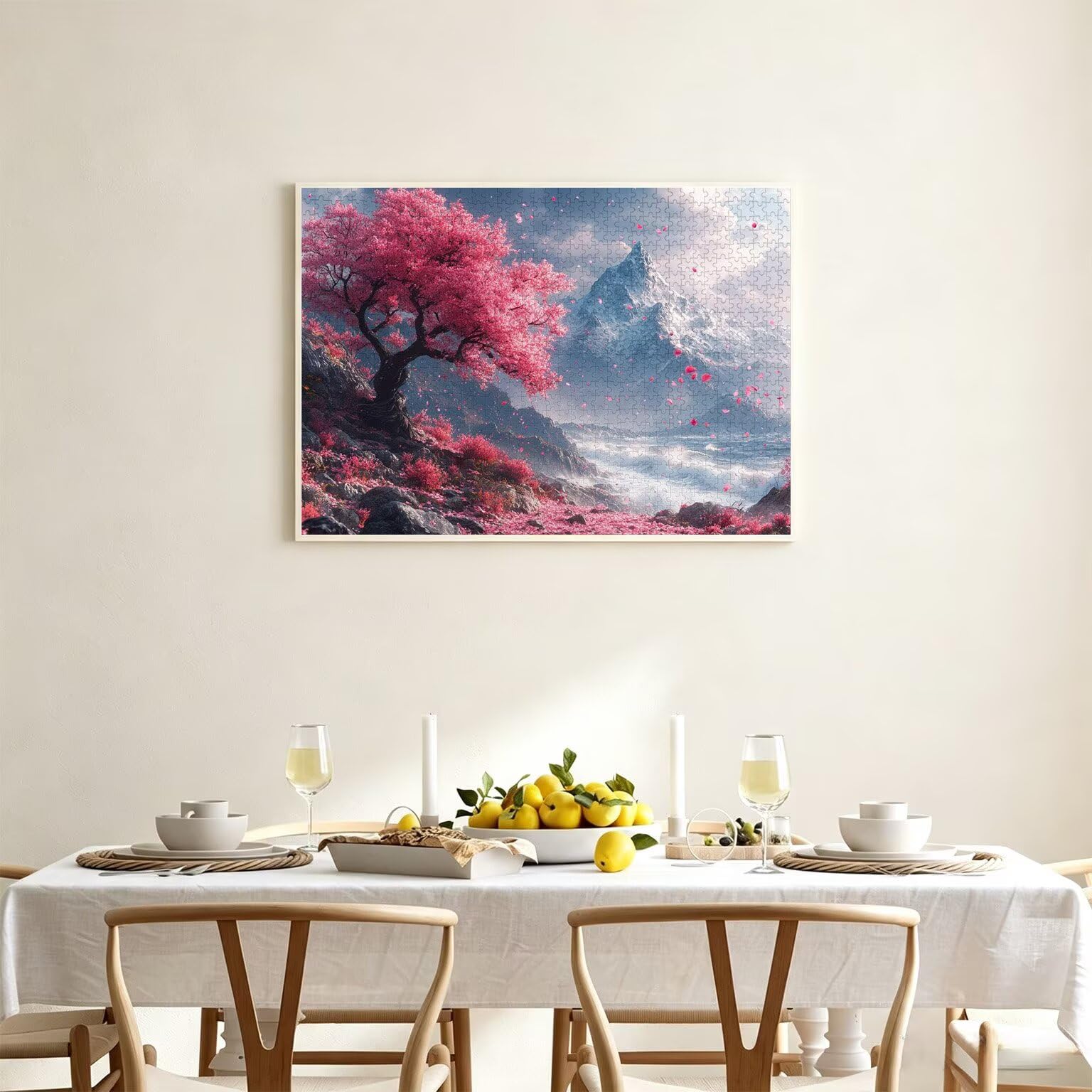 Puzzle 4000 sztuk 141 x 87 cm Puzzle wiśnia w kwiaty góry śnieg n-835