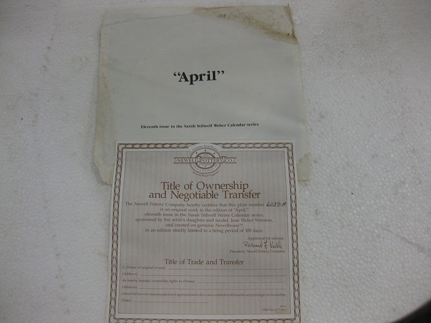 Amazon.com: April 1986 Collector Plate From The Sarah Stilwell Weber  Calendar Series- 7