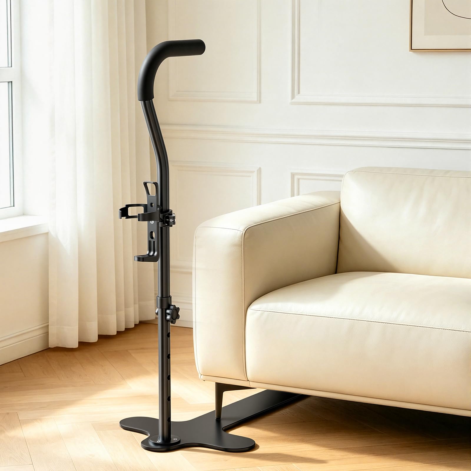 Ayuda para levantarse del sofá para ancianos con portavasos, altura ajustable 6 posiciones (63–89 cm), soporta hasta 181 kg, Ayuda de elevación para sofá, sillón, para ancianos y pacientes