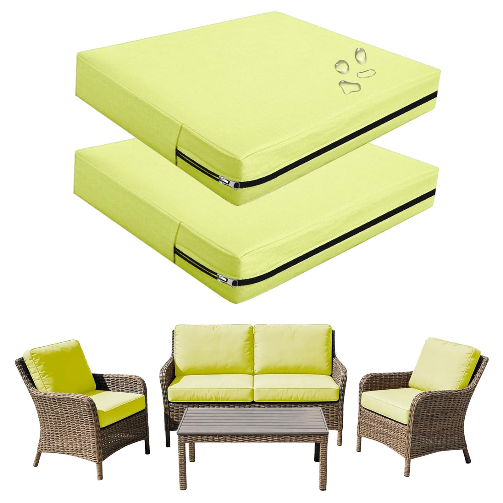 Replacement Outdoor Cushion Covers Waterproof, 65x65 60x60 50x50cm set of 6/4/2/1 Garden Sofa Seat Cushion Slipcover With Zipper for Chairs, Patio and Rattan furniture(Color17,50x45x10cm(2pcs))