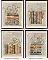 Amazon.com: PLKMN Vintage Floral Wall Decor, Retro Library