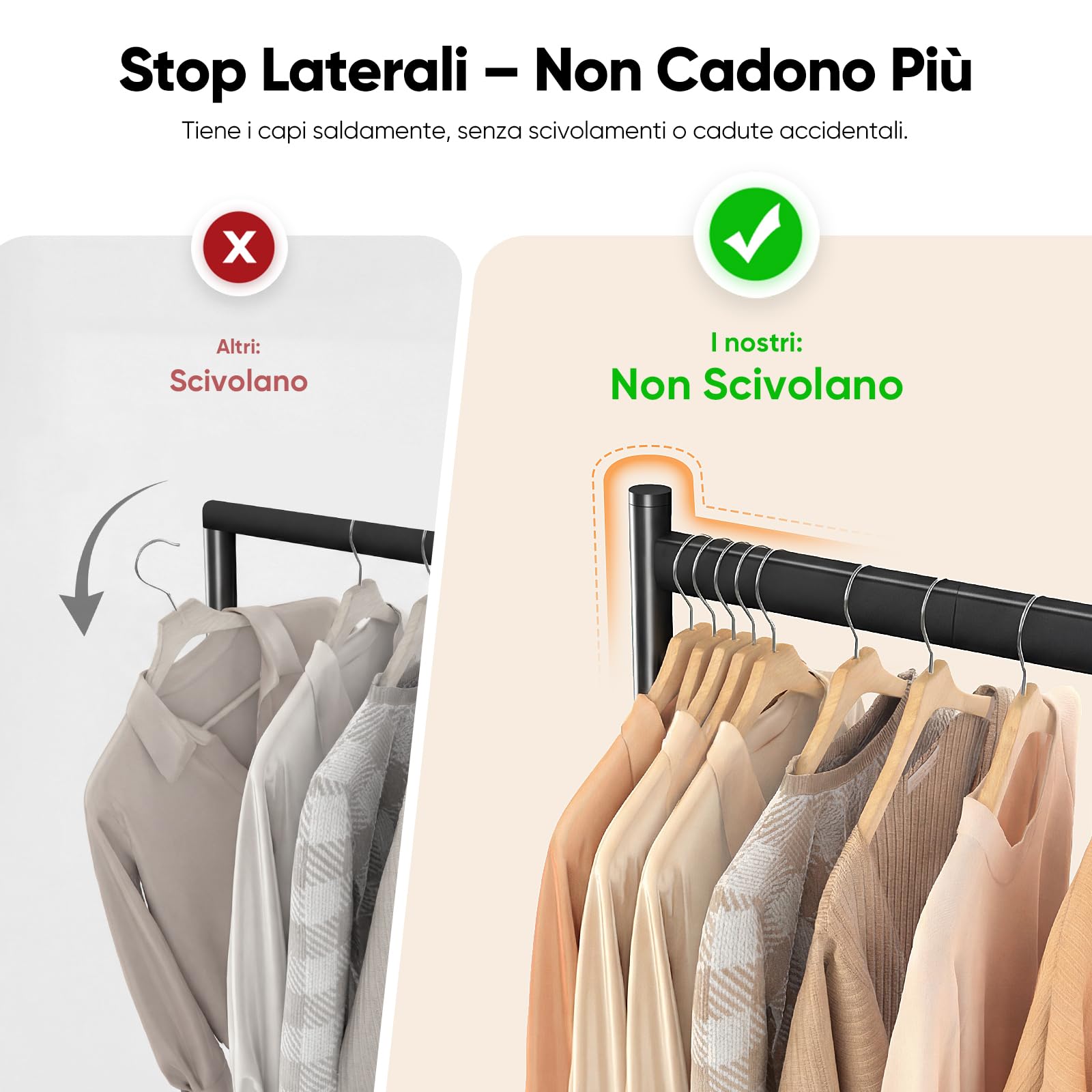 HOKEEPER Portavestiti Doppio Resistente a Carichi Pesanti con Grande Capacità, Organizzer di Armadio con Ruote per Boutiques, Camera da Letto, Lavanderia - 180cm
