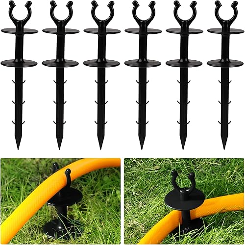Guía de manguera de jardín 2 en 1 estacas universales de guía de manguera de 10 pulgadas con púas guía de manguera de rociador de agua para mantener