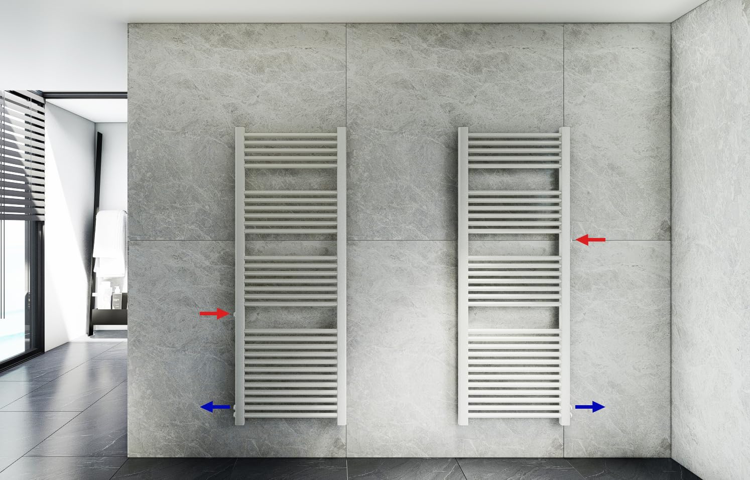MC Heat Premium wymienny grzejnik renowacyjny, grzejnik łazienkowy, przyłącze boczne (500 mm x 1600 mm - przyłącze 900/940 mm)