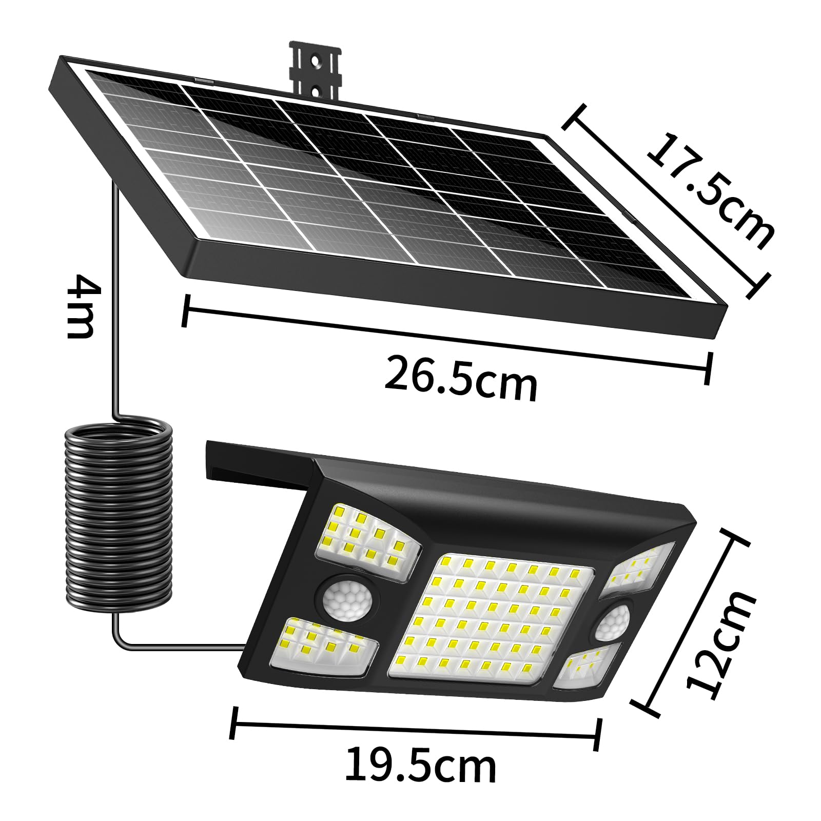 INTELAMP Luce Solare Led Esterno,1300LM Lampada Solare da Esterno con Sensore di Movimento,4000mAh 3 Modalità Luci da Esterno IP65 Impermeabili per Giardino,Garage (Separato – 1 Pezzo)