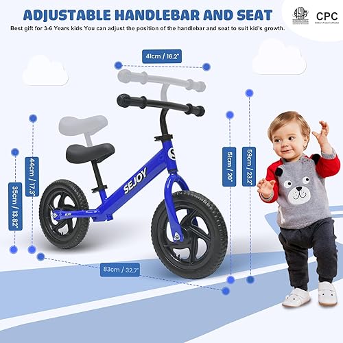 Miniatura 2 de Sejoy Bicicleta de equilibrio para bebés de 1 año, bicicleta de equilibrio ajustable para niños de 10 a 36 meses, bicicleta de equilibrio para bebés