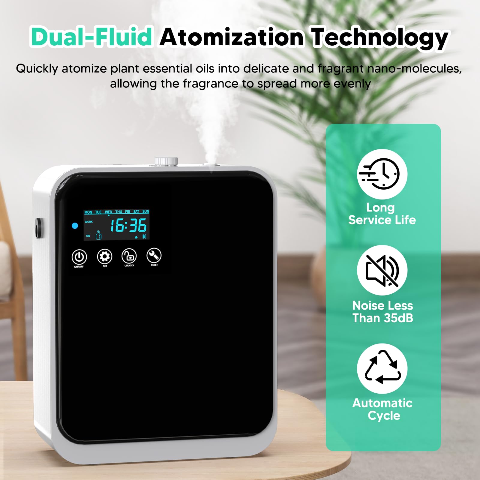 Difusor Aceites Esenciales Sin Agua, ShinePick Difusor Aceites Esenciales con App Inteligente Gran Capacidad de 240ml Cobertura de 1500 ft² para Hogar, Dormitorio, Oficina, SPA y Hotel