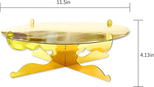 Miniatura 4 de FRIDAY NIGHT Soporte redondo de cartón dorado de 1 nivel, soporte para cupcakes, mini pastel, postre, reutilizable, cumpleaños, boda, Año Nuevo,