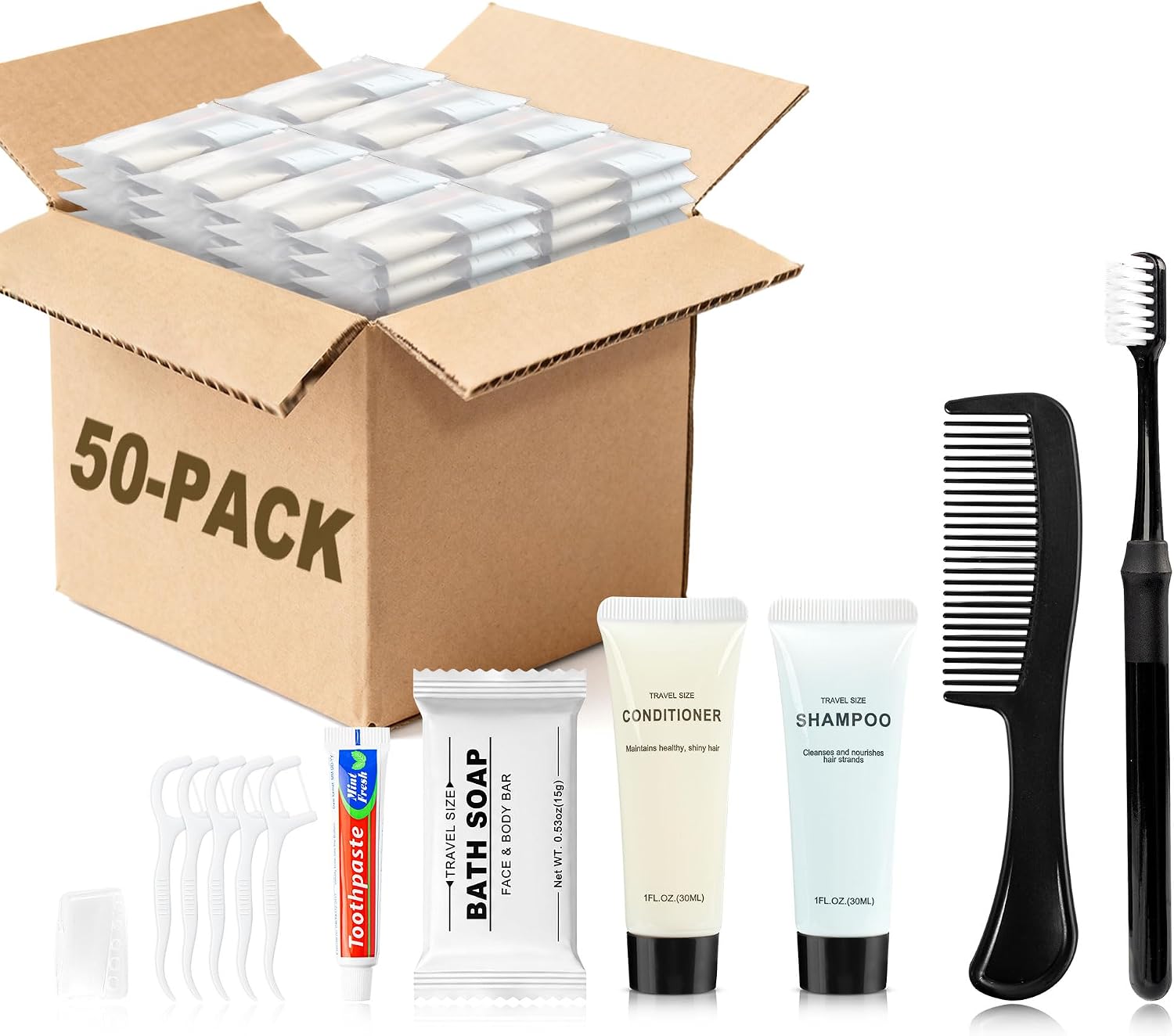 Kocpudu Hygiene Kit, Toothbrush and Toothpaste Travel Kit (50-Pack) | Individual Hygiene Kit, Suitable for Travel, Camping, Hotels, and Families