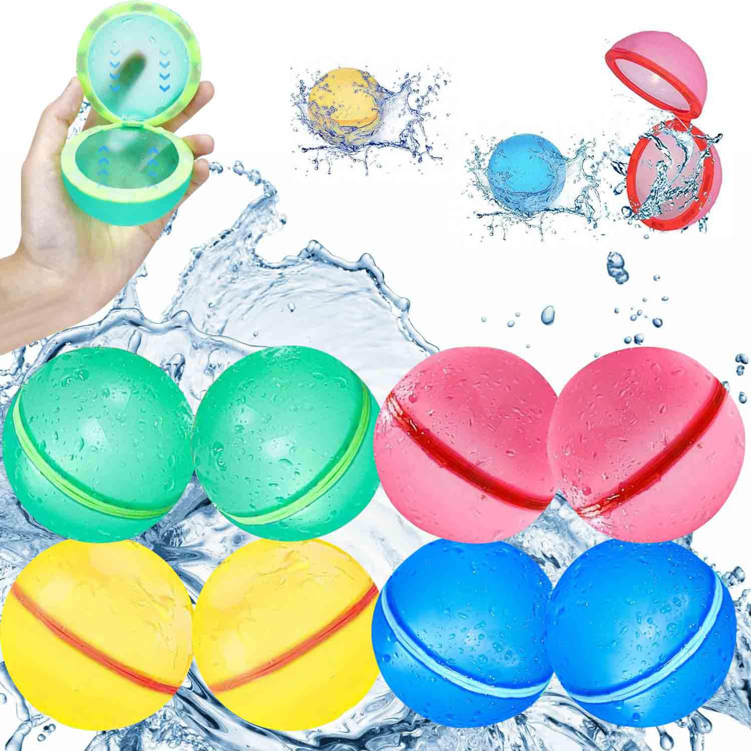 6 Piezas Globos de Agua, Bolas de Agua de Silicona de Relleno Rápido, Autocierre, Reutilizables, Para Verano, Niños, Adultos, Juegos de Playa, Fiestas en la Piscina