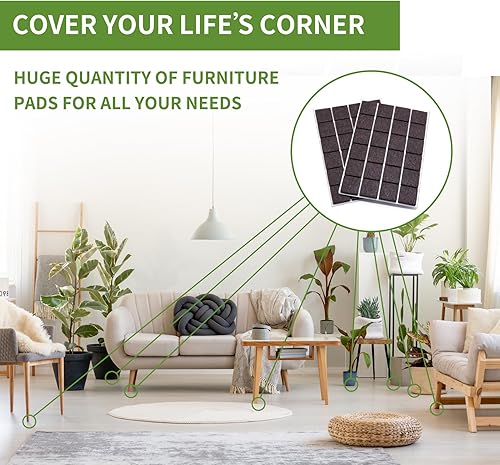 Vista 56 de Almohadillas de fieltro para muebles de madera dura, 68 unidades, almohadillas de muebles, protectores de suelo para pisos de madera dura