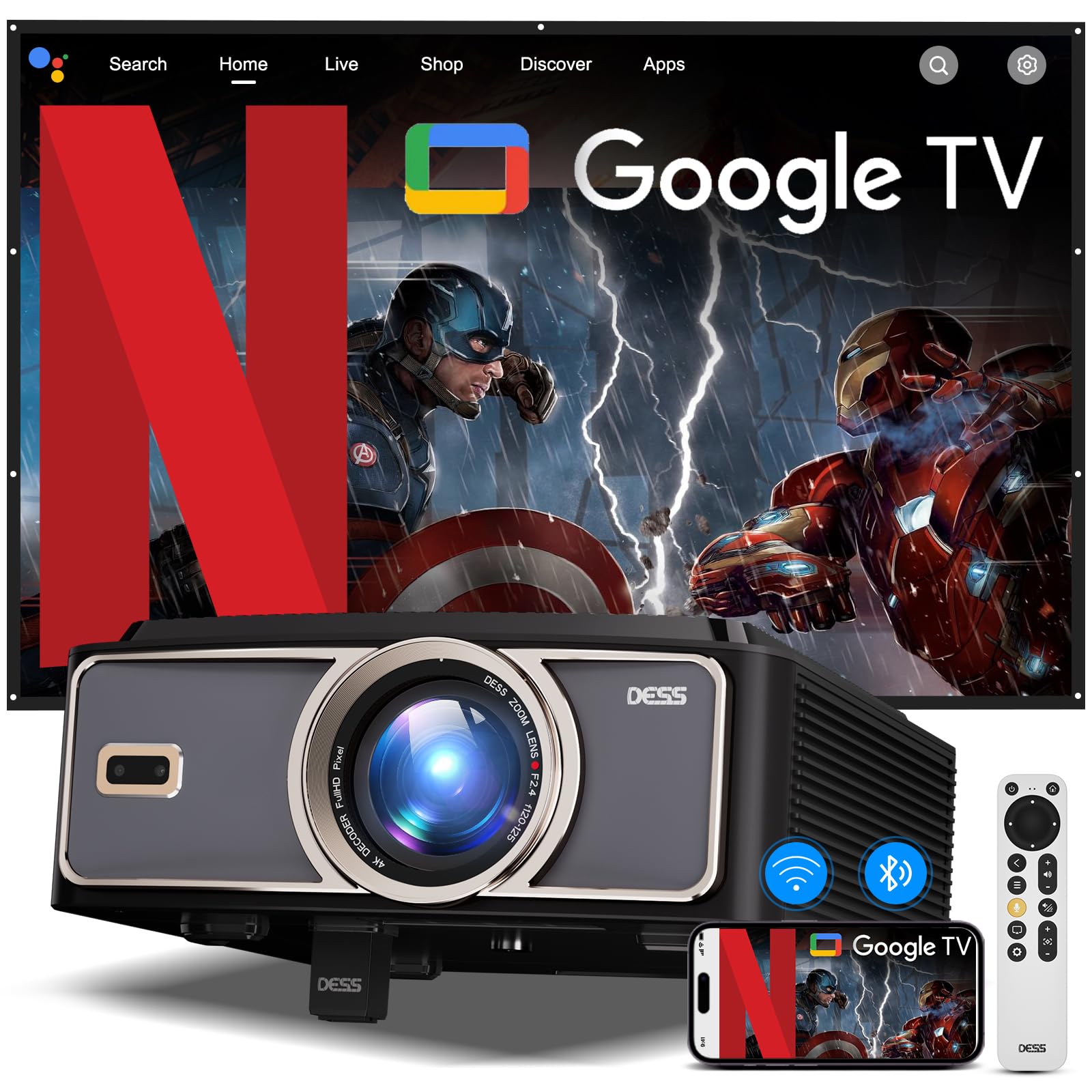 Amazon.com: [Netflix Officially/1500Brightness] 4K Projector