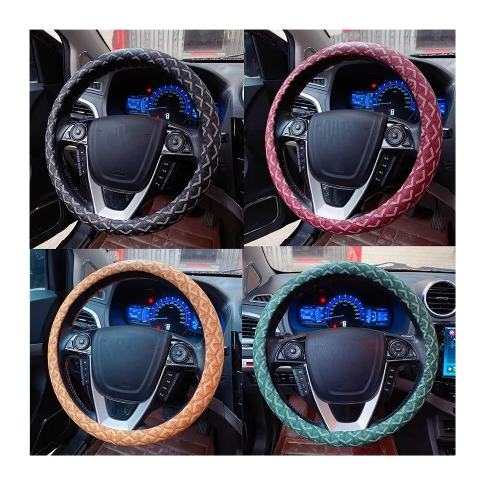 Funda de Volante Floral para presbicia, Cuatro Estaciones, Piel, Antideslizante, diámetro 37-38 cm Funda Volante Coche(Black)