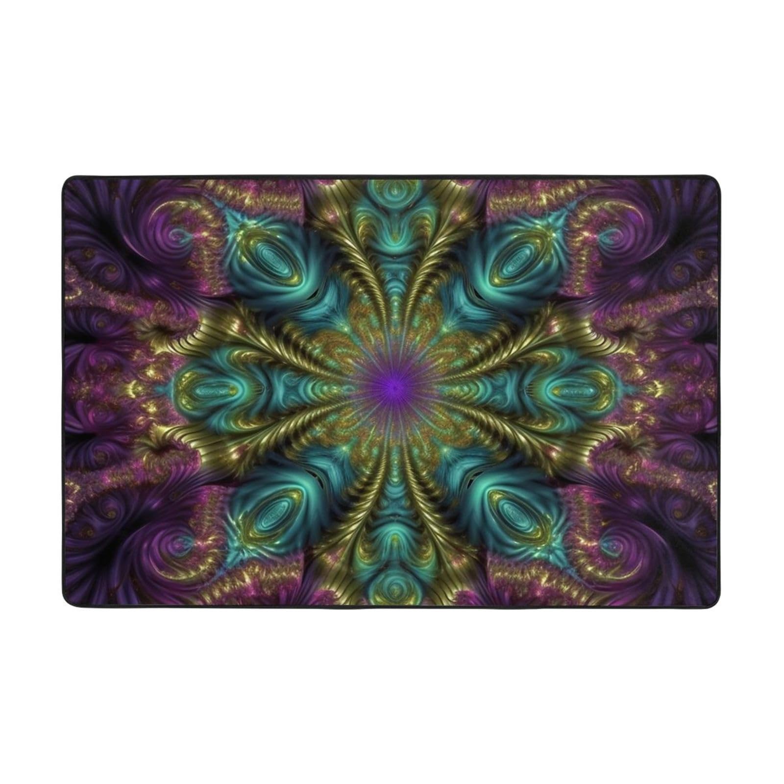 Tapis moderne antidérapant et lavable Fractal Art pour chambre