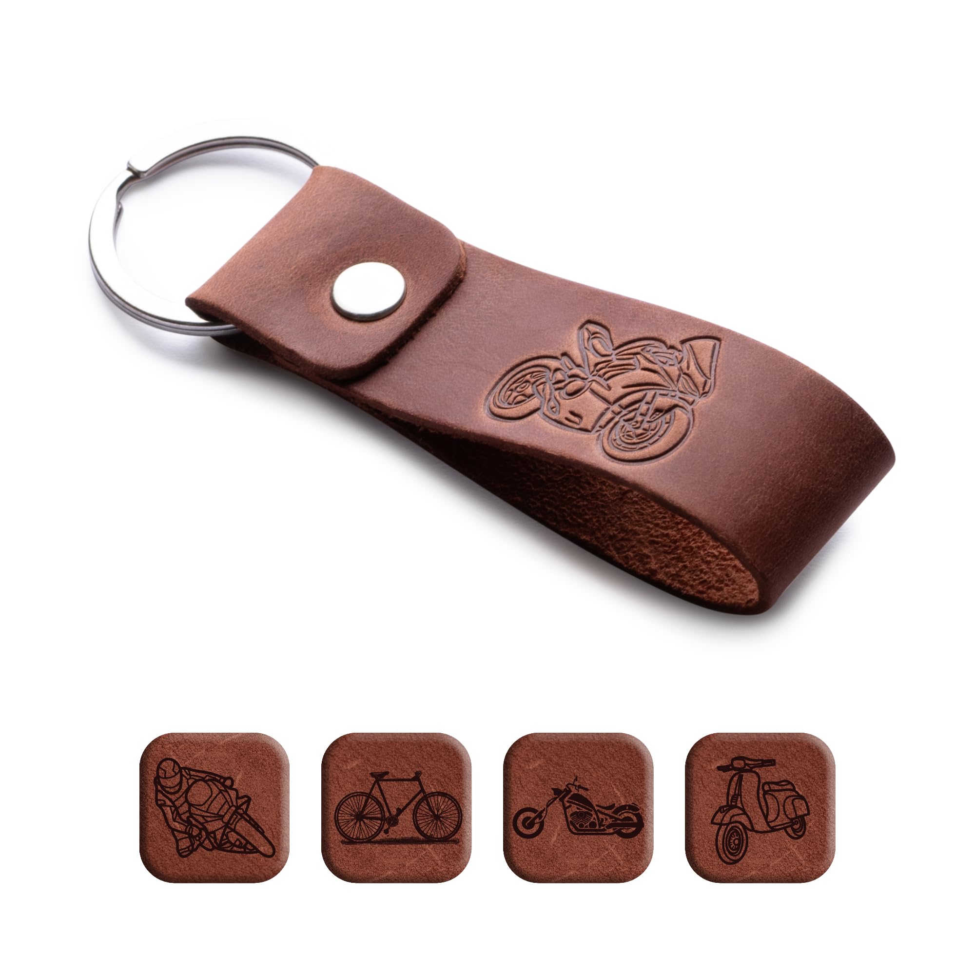 Magor Unisex Motorbike Leather Keychain Favorite For Men, Keyring Gift For Women & Men, Birthday & Anniversary, Full Cow Leather (Motorbike)