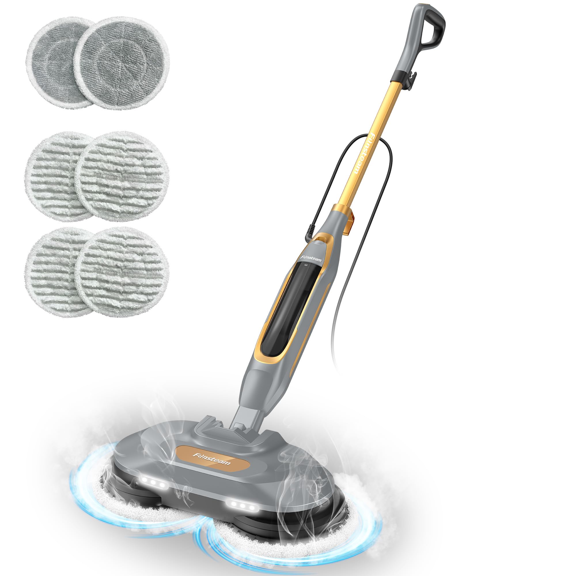 Steam Mop Cleaner with Dual Spin Pads, Self-Propelled for Hard Floors